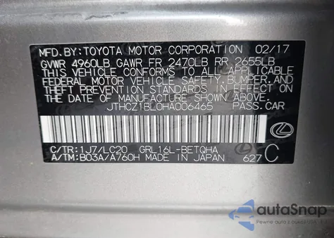 2017 Lexus Gs 350 z USA, uszkodzony, nr VIN JTHCZ1BL0HA006465